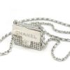 圖片 Chanel 展示品 皮穿鍊水鑽掀蓋迷你斜背包吊飾(銀)