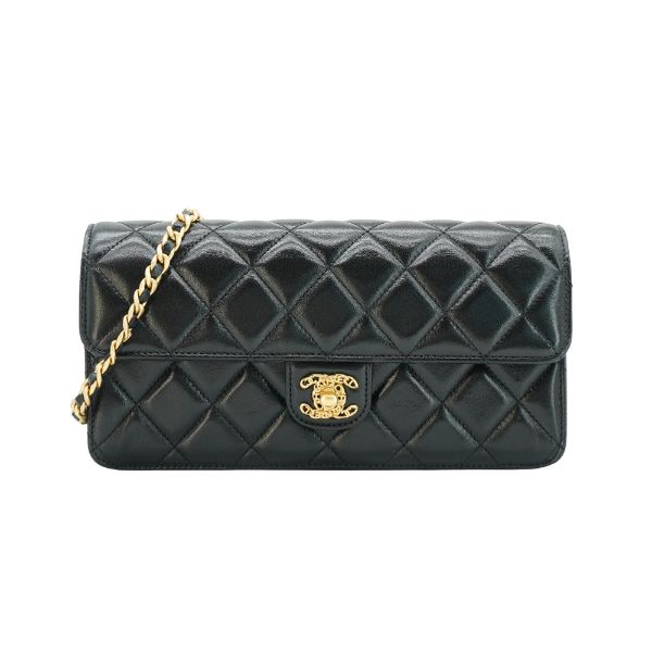 圖片 Chanel 展示品 金雙C菱格羊皮翻蓋斜背包(AS4053-黑)