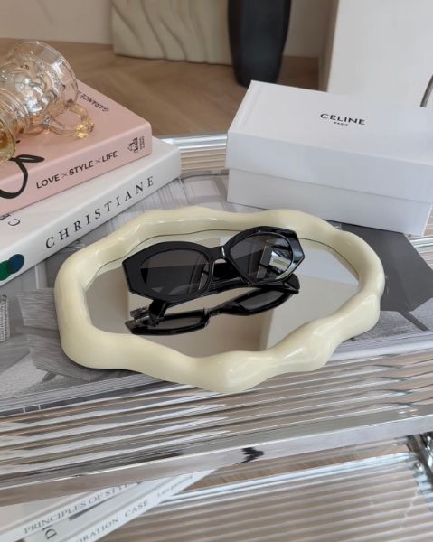 圖片 【CELINE】Cl40238 多邊形小貓眼墨鏡 黑色