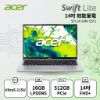 圖片 acer Swift Lite SFL14-54M-52F2 銀 宏碁時尚輕纖筆電/Ultra5-115U/16GB LPDDR5/512GB PCIe/14吋 16:10 FHD+/W11🎈送保護套/滑鼠墊/鍵盤膜🎈