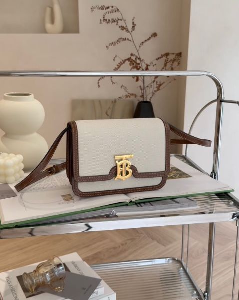 圖片 【BURBERRY】TB 小號豆腐包 帆布/焦糖色