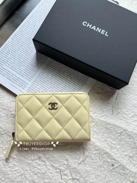 圖片 Chanel 經典Cf 小雞黃 荔枝皮 加大版拉鍊錢包/卡包