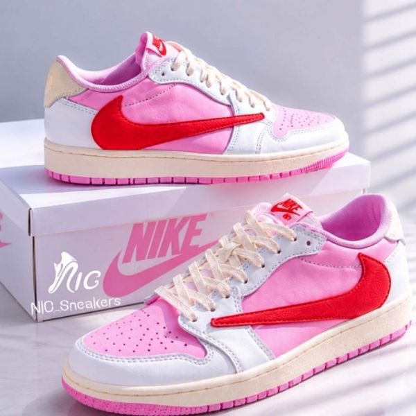 圖片  預購 Travis Scott Air Jordan 1 Low OG 粉色倒鉤 Tropical Pink  IQ7604-101