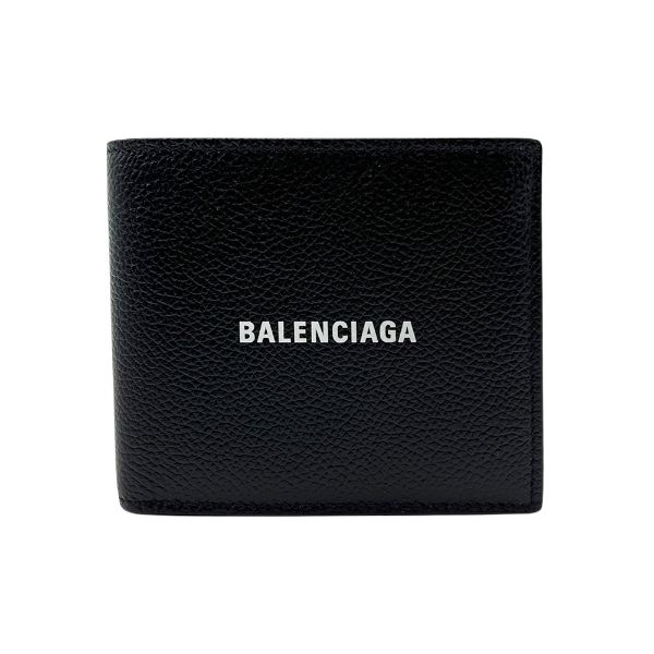 圖片 Balenciaga 品牌印字logo皮革對折短夾(594549-黑)