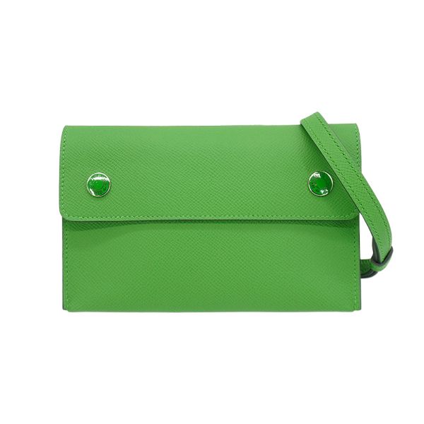 圖片 Hermes Snap Wallet Epsom 牛皮銀扣單肩/斜背包(綠)