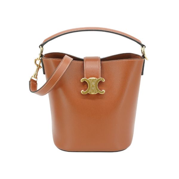 圖片 Celine 展示品 Louise 牛皮金釦凱旋門兩用水桶包-小(棕)