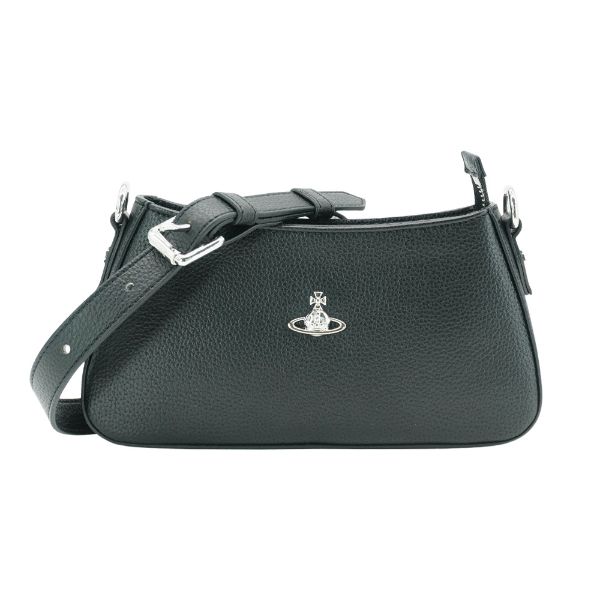 圖片 Vivienne Westwood Tasha 銀色星球荔紋面肩背包(黑)