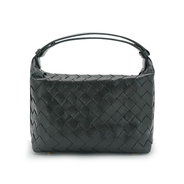 圖片 Bottega Veneta Wallace Mini 牛皮手提單肩包(754443-黑)