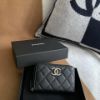 圖片 Chanel 黑金荔枝水鑽加大版拉鍊零錢卡包