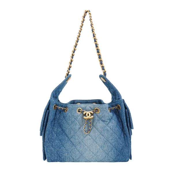 圖片 Chanel 25 Bag 牛仔布金釦鏈帶肩背包-小(AS5293-牛仔藍)