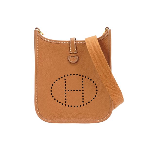 圖片 Hermes 展示品 Mini Evelyne TC牛皮金釦斜背包 -16cm(Gold)