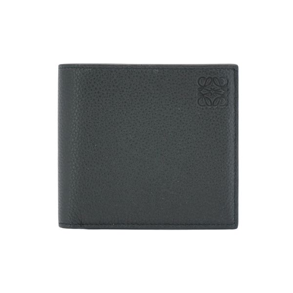 圖片 Loewe 粒面小牛皮八卡對開短夾(黑)