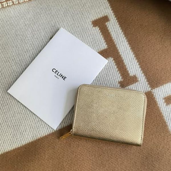 圖片 Celine 珠光香檳金牛皮拉鏈錢包