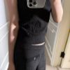 圖片 Chanel 23a黑色小logo螺紋背心