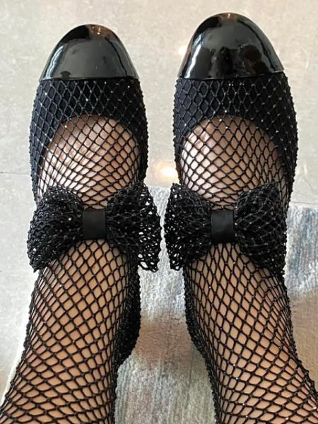 圖片 Chanel 23s 黑色全鑽蝴蝶結網靴