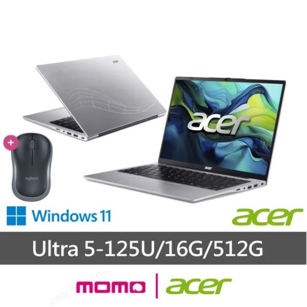 圖片 Acer 宏碁送無線滑鼠★14吋Ultra 5 輕薄AI筆電(Swift Lite/SFL14-51M-50W8/Ultra 5-125U/16G/512G/W11)
