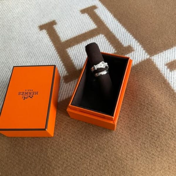圖片 Hermes 新款 Boucle seller inflexible系列 雙圈純銀皮帶釦戒指