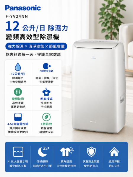 圖片 Panasonic 國際牌 變頻高效型除濕機(F-YV24NN)