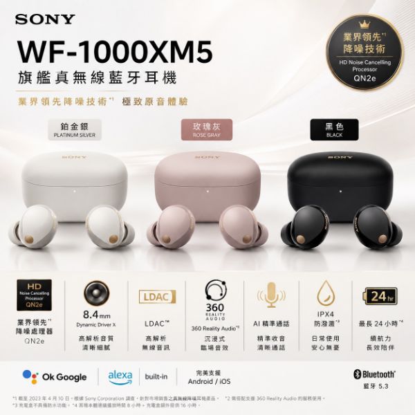 圖片 SONY 索尼 WF-1000XM5 旗艦真無線藍芽耳機