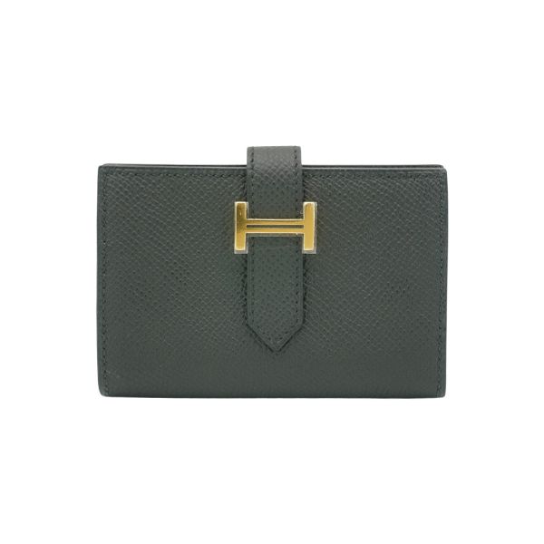 圖片 Hermes Bearn Mini Epsom 牛皮金釦零錢卡夾(Noir黑)