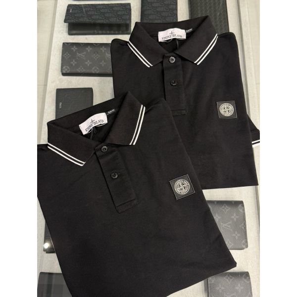 圖片 Stone island 石頭島 經典羅盤🧭小logo設計 黑色 男生 polo衫