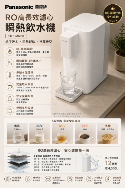 圖片 【Panasonic/國際牌】 RO高長效濾心瞬熱飲水機 TK-SMRN1