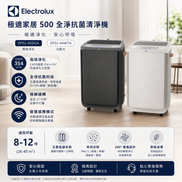 圖片 Electrolux 伊萊克斯 極適家居 500 全淨抗菌清淨機(EP51-45DGA/EP51-44WTA )