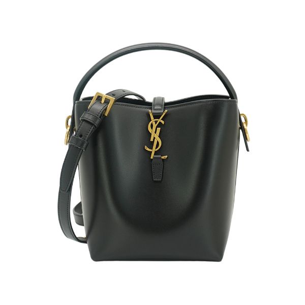 圖片 YSL 展示品 LE 37 滑面牛皮金釦肩背/斜背兩用包-小(749036-黑)