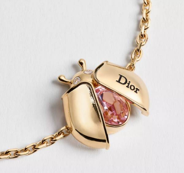 圖片 《在台現貨最低特價  最新》Dior 金色飾面瓢蟲粉紅色水晶手鍊