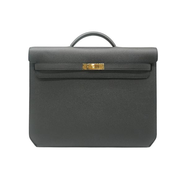 圖片 Hermes 展示品 Kelly depeches Epsom牛皮金釦公事包(Noir黑)