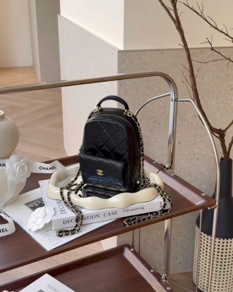 圖片 【CHANEL】荔枝皮小書包 黑金