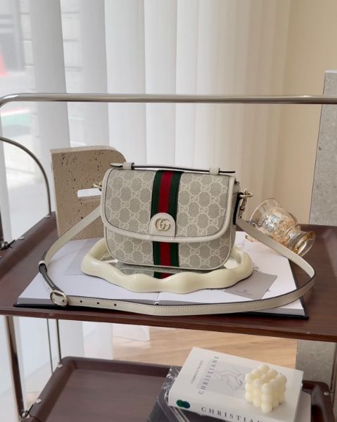 圖片 【GUCCI】OPHIDIA 小號肩背包 米白老花