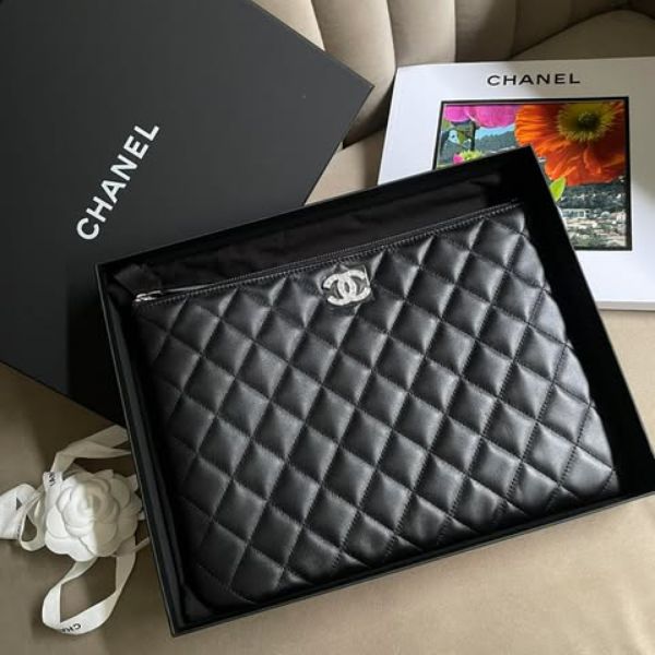 圖片 Chanel 黑銀羊皮水鑽手包