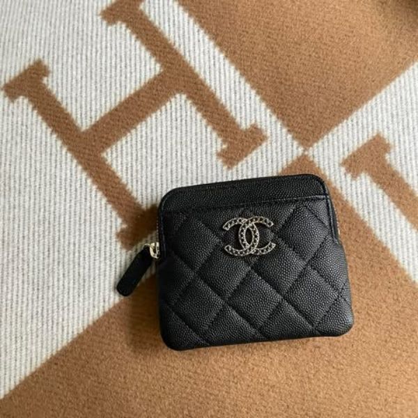 圖片 Chanel 23a黑鑽荔枝吐司錢包