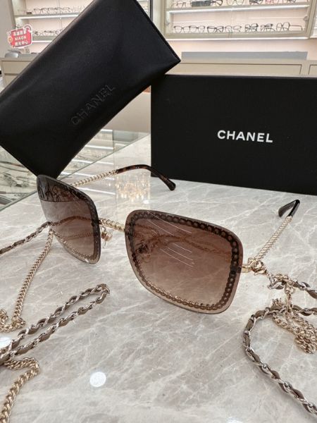 圖片 【現貨】麗睛眼鏡 Chanel【可刷卡分期】香奈兒 CH4244 棕色-雙鏈條 太陽眼鏡 附香奈兒眼鏡鏈 精品眼鏡