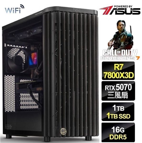 圖片 決勝時刻】全新 R7 7800X3D 華碩 WIFI 電競3扇 RTX5070 飆 16G 金牌 1T 電腦 主機