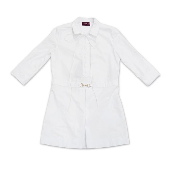圖片 Gucci 展示品 1955馬銜金釦腰扣長洋裝#42(832006-白)