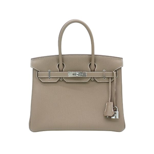 圖片 Hermes Birkin 牛皮銀扣手提柏金包-30cm(Etoupe大象灰)
