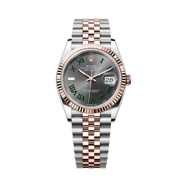 圖片 【ROLEX】勞力士 Date Just系列 126231 灰色綠羅馬 費德勒 玫瑰金 太陽圈 五珠帶 36mm