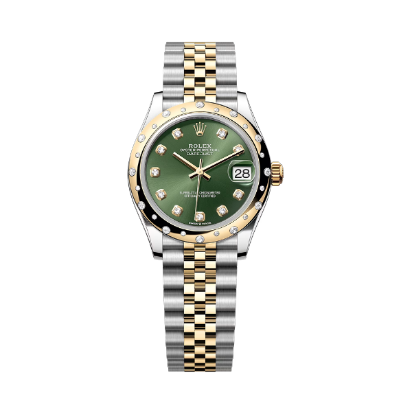 圖片 【ROLEX】勞力士 Date Just系列 278343RBR 半金 黃金 綠面 鑽石時標 外圈繞鑽 五珠帶 31mm
