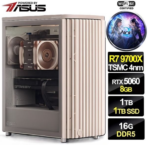 圖片 永恆紀元】R7-9700X 貓頭鷹 華碩 TUF 電競雙扇 RTX5060 飇16G 金牌 1T 電腦 主機【AION