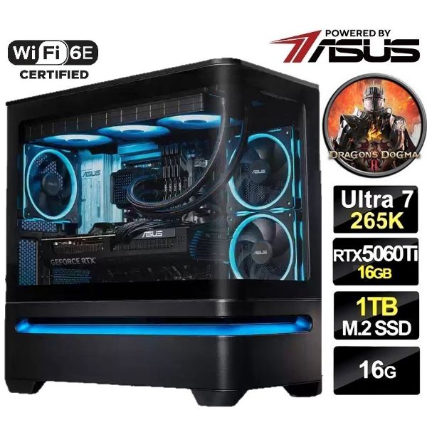 圖片 龍族教義】20核 Ultra7 水冷 華碩 WIFI超頻雙扇 RTX5060TI O16G 電競 金牌 電腦 主機