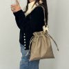 圖片 《我最便宜!全新正品》Celine 羊皮束口斜背手提包 獵棕色