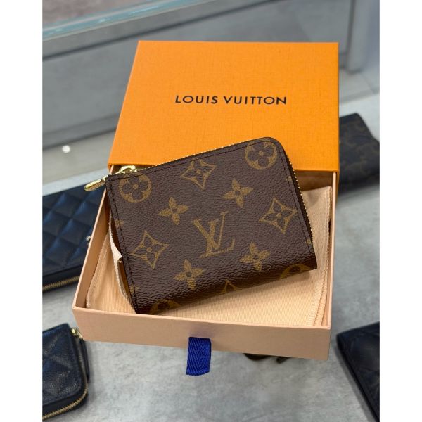 圖片 Louis Vuitton LV 經典 L型 女生 拉鍊短夾 棕色內裏