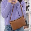 圖片 《我最便宜!全新正品》Celine 光滑羊皮TRIO FLAP 棕色三層設計肩背包 