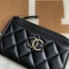 圖片 Chanel 黑鑽珍珠羊皮L拉零錢卡包