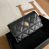 圖片 Chanel 黑金羊皮金屬logo信封卡包