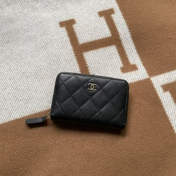 圖片 Chanel 黑金荔枝加大版零錢包