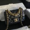 圖片 Chanel 24p 黑金羊皮珍珠鏈條方胖