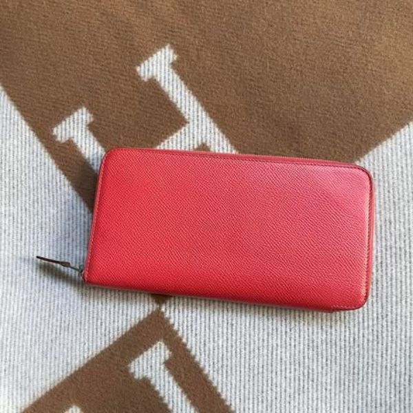 圖片 Hermes 橘紅絲巾長夾